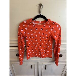 Hanna Anderson Girls 12 Red Polka Dot Rash Guard Long Sleeve Swim